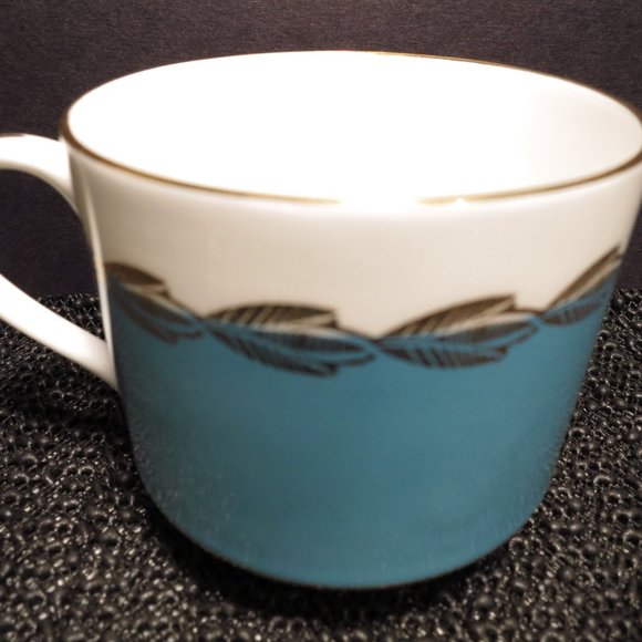 Vintage Tea Cup Mug and Saucer Aynsley 2725 Turquoise Blue Bone China England - Picture 3 of 8